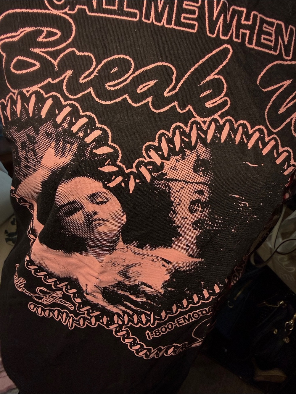 Selena Gomez Black Tee with Pink Heart Graphic - Picture 4 of 5